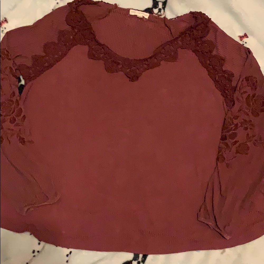 Coco + Jaimeson Lace Detailed Long Sleeve Shirt